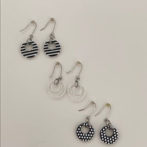 Set of three dangling earrings